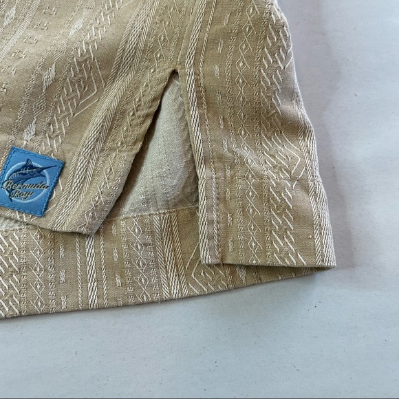 Bermuda Bay 100% Silk Light Tan Button Down Short Sleeve Shirt Men's Size XL - Picture 5 of 14